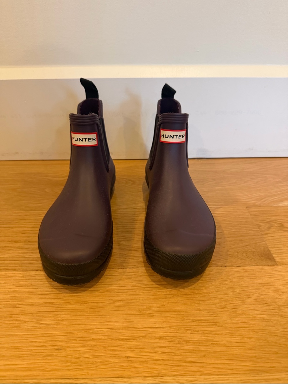 Hunter Chelsea Rain Boots in Plum and Black